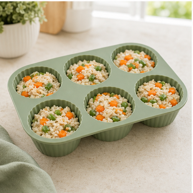 Step 3: Stir the chicken, rice, carrot, and green beans together until evenly mixed.