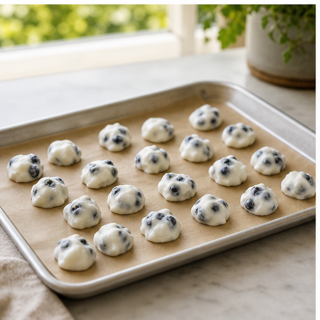 Step 3: Stir the mashed blueberries into plain unsweetened yogurt. Add water a little at a time until the mixture is spoonable but not runny.