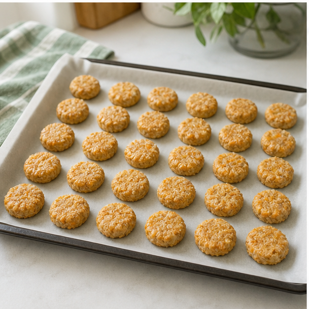 Step 3: Shape tiny meatballs with damp fingers and place them apart on the baking sheet.